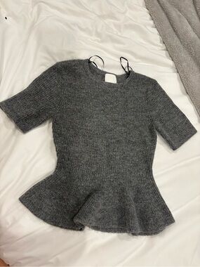 H&M Charcoal Gray Peplum Knit Top